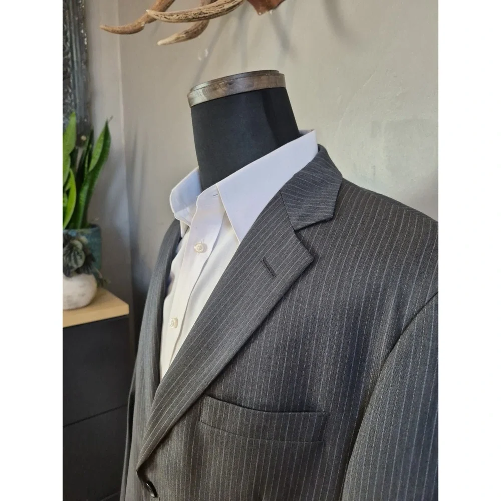Brooks Brothers Mens Wool Stretch Sports Coat 41S Gray Stripe 2 Button Blazer